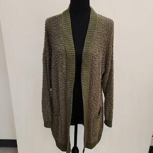 Bobbie Brooks Textured Olive Cardigan Size Med